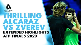 Carlos Alcaraz vs Alexander Zverev THRILLER  Nitto ATP Finals 2023 Extended Highlights [upl. by Findley]