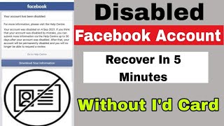 how to recover disabled facebook account 2024 without id  facebook disabled account recovery 2024 [upl. by Wistrup]