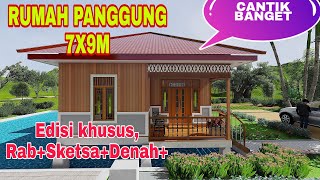 Bangun rumah panggung 7×9m Biaya murah tapi cantik [upl. by Einomrah]