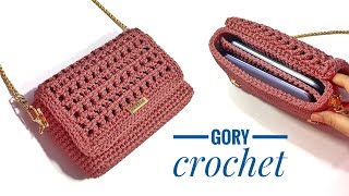 شنطه كروشيه بفاصل من الداخل سهله للمبتدئين bag crochet Bolsa de ganchillo tas rajutan Tığ işi çanta [upl. by Sellma609]