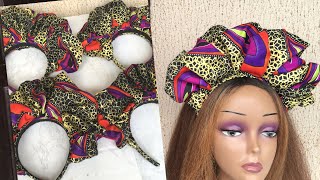 TRENDING RUFFLESSCRUNCHIES HEADBAND WITH ANKARA FABRICDIY STATEMENT HEADPIECE [upl. by Durrell]