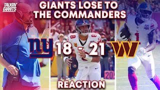 Giants LOSE to Commanders Reaction [upl. by Ttereve]