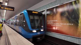 Sweden Stockholm subway ride from Hötorget to TCentralen [upl. by Aney562]