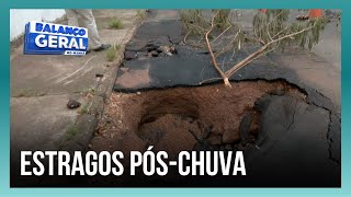 Chuva em Uberlândia deixa estragos na avenida Rondon Pacheco  BALANÇO GERAL MANHÃ [upl. by Sokul]