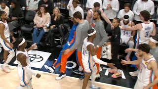 Bismack Biyombo collapses to the floor on OKC bench during a timeout [upl. by Nnaeel]