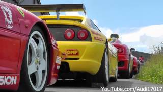 2x Ferrari F355 Challenge with Capristo Exhaust red amp yellow  Loud Acceleration Details Full HD [upl. by Hairu]