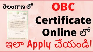 OBC Certificate in Telangana State  How to Apply Other Backward Class Certificate Online in Telugu [upl. by Hairaza725]