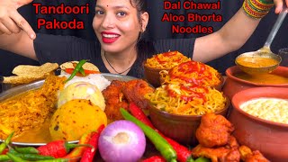 Eating Dal Chawal SPICY🔥 Tandoori Gobi Pakoda 3 Different Noodles Gobi Patta Sabji Aloo Bhorta [upl. by Rhee]