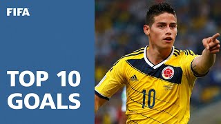 TOP 10 GOALS  2014 FIFA World Cup Brazil [upl. by Kirkpatrick323]