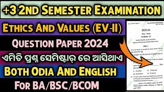 Ethics And Values 2nd Semester Question Paper 2024  CBCS 3 2nd semester question paper [upl. by Ariayek300]