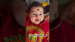 Ma bujji Charvi Papa Dasara celebrations 🥰😍 cutebaby dasara [upl. by Aleak]