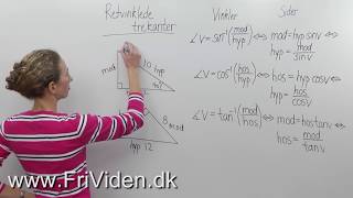 Anvendelse af sinus cosinus og tangens i Retvinklede trekanter  del 2 [upl. by Eicak]