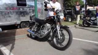 Yamaha SR400  Kickstarting and sound [upl. by Ahsinad]