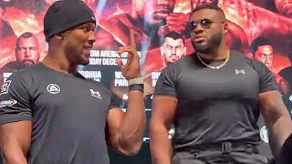 Anthony Joshua FLIPS OFF Big Baby Miller to his face after verbal exchange [upl. by Lorrad]