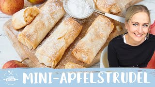 MiniApfelstrudel  MiniApfelstrudel mit Filoteig  wie vom Bäcker 😍🍎 I Einfach Backen [upl. by Idnak]