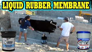 How to seal Concrete amp CMU block walls and foundations with Liquid Rubber Waterproof Coatings DIY [upl. by Dorsy]