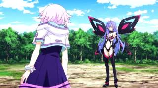 Hyperdimension Neptunia The Animation Iris Heart vs Purple Heart The Challenge Rebellion of Eden [upl. by Annahtur]