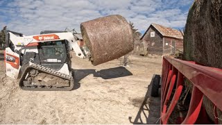 Cleaning out the Hay Wagon and Feeding Cows on the Ranch [upl. by Noyk465]