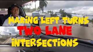 How to make left turns at intersections if there two turning lanes [upl. by Eimmij]