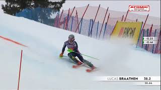 Lucas Braathen 🇳🇴  mens slalom Adelboden 1st run Jan 8 2023 weareskiing atomic [upl. by Notgnilliw]