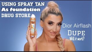 USING SALLY HANSON AIRBRUSH SELF TANNER AS FOUNDATION [upl. by Eniamaj579]