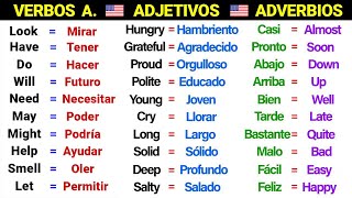 👉✨ LECCION DE INGLES 100 Verbos Auxiliares  100 Adjetivos  100 Adverbios 📚  Domina el Inglés ✅🧠 [upl. by Anev]