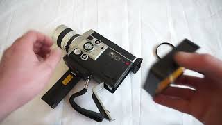 Canon 814 loading Super 8 film and batteries on Super 8 camera Canon Auto Zoom 814 Electronic [upl. by Aicenra]