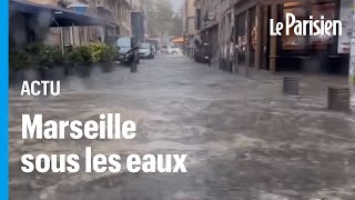 Marseille frappée par des pluies torrentielles le VieuxPort noyé sous les eaux [upl. by Uwkuhceki321]