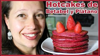 HOTCAKES de BETABEL PLÁTANO AVENA y HUEVO SIN Trigo SIN Azúcar SIN Leche SUPER FÁCIL 😋👌 [upl. by Unni]