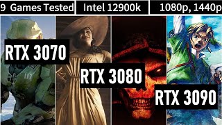 Intel 12th 12900K Nvidia 3070 vs 3080 vs 3090 Benchmark FPS [upl. by Nadual975]