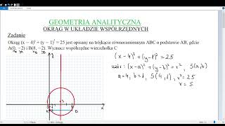 Okrąg w układzie współrzędnych 2 matematyka maths maturazmatematyki geometry circle [upl. by Neerehs]