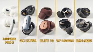 5 Of The Best Premium ANC Earbuds Reviewed amp Compared  Apple Bose Jabra Sony amp Technics [upl. by Novahc]