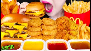 ASMR MCDONALDS TRIPLE CHEESE BURGER FRIES CHICKEN NUGGETS CHEESE STICK 맥도날드 트리플 치즈버거 치킨너겟 먹방 [upl. by Gnof751]