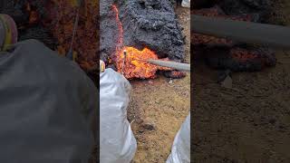 LAVA SCIENCE Viscosity Test at Iceland Volcano Eruption July 2023 viral lava volcano research [upl. by Adnawat31]