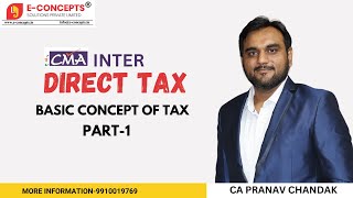 CA Inter CMA Inter L1 Basic Concept of Tax Part 1 Direct Tax By CA Pranav Chandak cmainterdt [upl. by Porcia583]