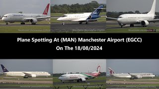 4K Plane Spotting At MAN Manchester Airport EGCC On The 18082024 [upl. by Yblocaj]