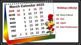 March Calendar 2025 marchcalender2025 [upl. by Ert]