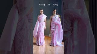 Wearing VS Styling A Organza Saree 🌸❤️ styling sareedraping [upl. by Erodisi447]