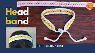 Simple amp Easy Crochet Headband for Beginners  Dotted Bead stitch Crochet Hair band Belt Bracelet [upl. by Laflam]