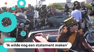 Honderden motorrijders brengen gepeste Puk naar schoolfeest [upl. by Tesler]