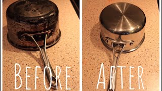 DIY  How to Clean stainless steel Pan  Using VinegarBaking SodaLemon vinegarbakingsodahack [upl. by Tertia954]