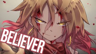 Nightcore  Imagine Dragons  Believer Lyrics Fairlane Cover [upl. by Radburn459]