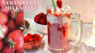 Strawberry Milkshake  Restaurant Style   Easy Strawberry Milkshake Recipe  स्ट्रॉबेरी मिल्कशेक [upl. by Ahsein137]