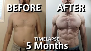 My 5 Month Natural Body Transformation Time Lapse  Dad Bod Fat to Fit [upl. by Wilde]