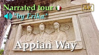 The Appian Way  Via Appia Rome Italy【Narrated Walking Tour】Floating Captions  4K [upl. by Hairym]