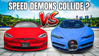 Tesla Model S Plaid vs Bugatti Chiron  Tesla News [upl. by Burnett]