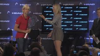 Djokovic dresses as Sharapova at press conference [upl. by Clark]