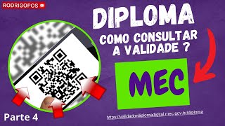 Como consultar a validade do diploma no site do MEC [upl. by Ricard]