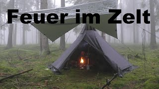 Waldübernachtung bei Nebel und RegenHobo Feuer im ZeltBushcraft [upl. by Odradlig]