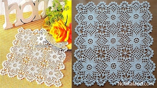 Crochet doily Crochet Motif for Doily Tablecloth Part 2 How to join motifs Border [upl. by Nnarual671]